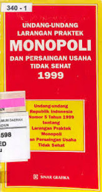 UNDANG-UNDANG LARANGAN PRAKTEK MONOPOLI DAN PERSAINGAN USAHA TIDAK SEHAT 1999